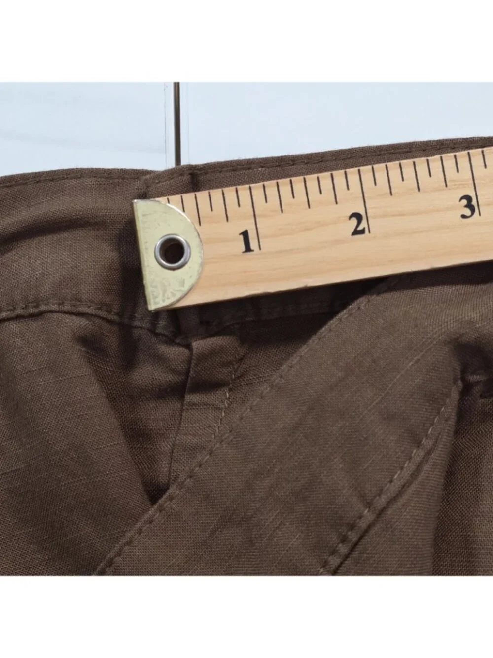 H&M Linen Blend Wide Leg Pant Plus Sz 18 Brown Culottes Pleated Cropped Tailored